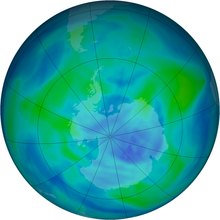 Antarctic ozone map for 20 March 2005